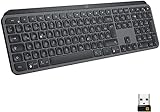 Logitech MX Keys Kabellose Tastatur, Bluetooth & USB-Empf&auml;nger, USB-C Anschluss, 5-Monate Akkulaufzeit, Easy-Switch Feature, Tastenbeleuchtung, PC/Mac, Deutsches QWERTZ-Layout - Graphit